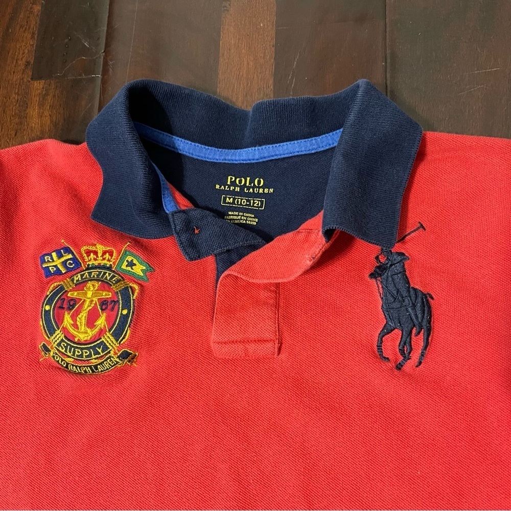 Polo Ralph Lauren Color Block Polo Boys Medium 10-12 Big Pony Cotton - Picture 2 of 9